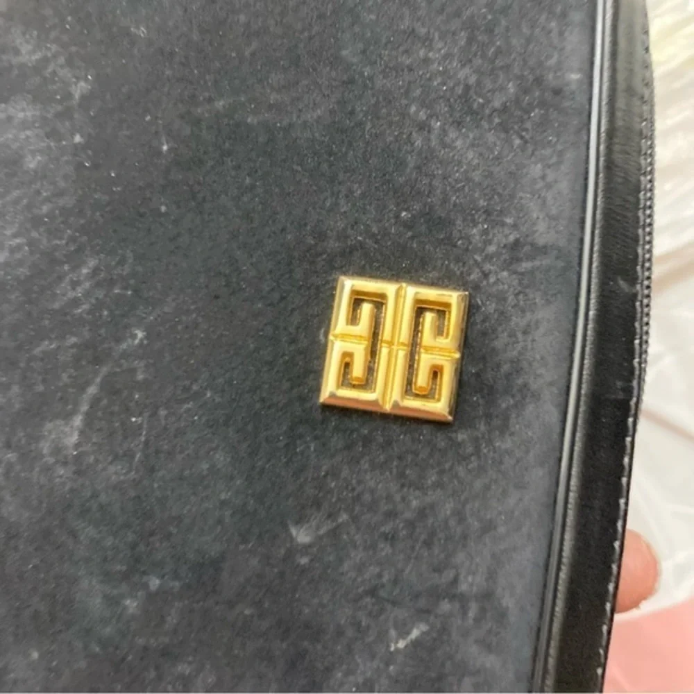 Givenchy vintage black suede leather clutch bag rare